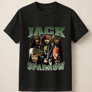Jack Sparrow Pirate Tribute Graphic With Movie Style Unisex T Shirt .
